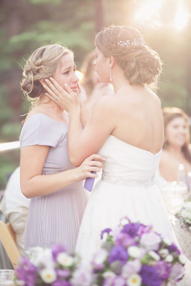 Bride and Maid of Honor crying