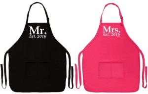 Bride and groom aprons