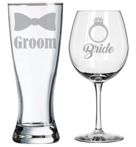 Bride and groom glasses