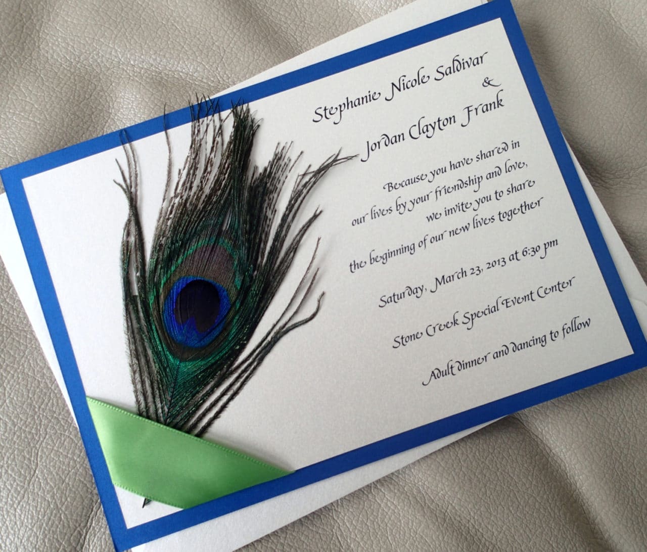 DIY peacock wedding invitations